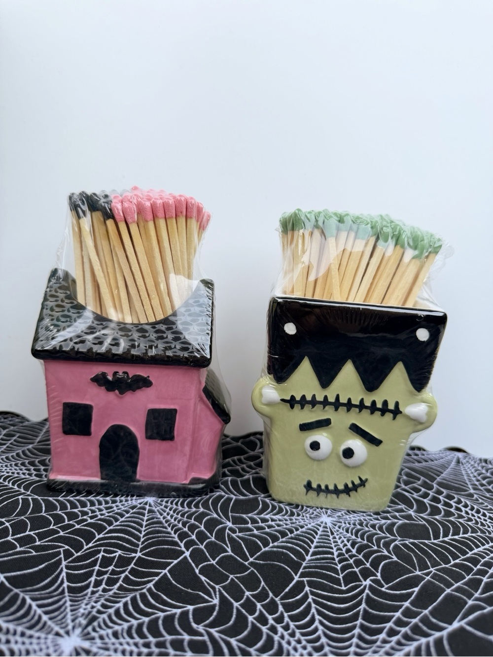Frankenstein Matches Holder, Haunted House Matches Holder Set